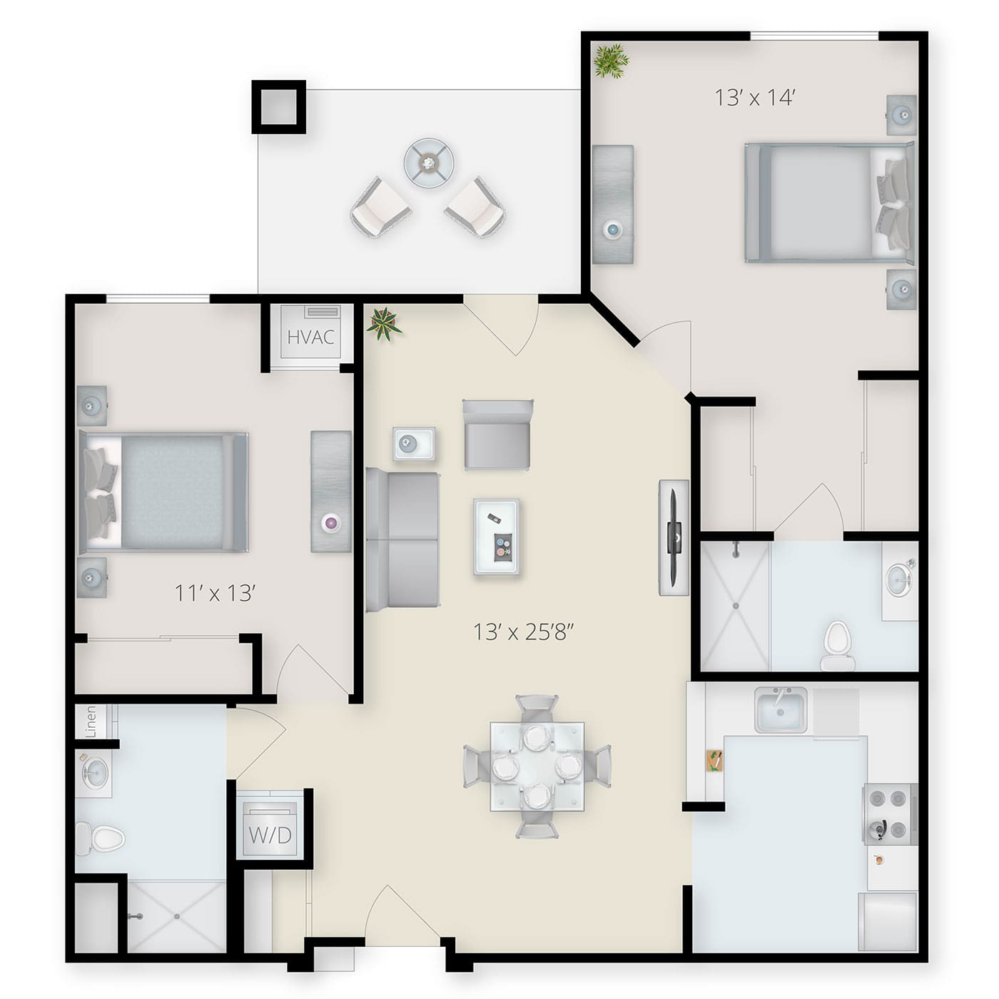 Two Bedroom Floor Plan