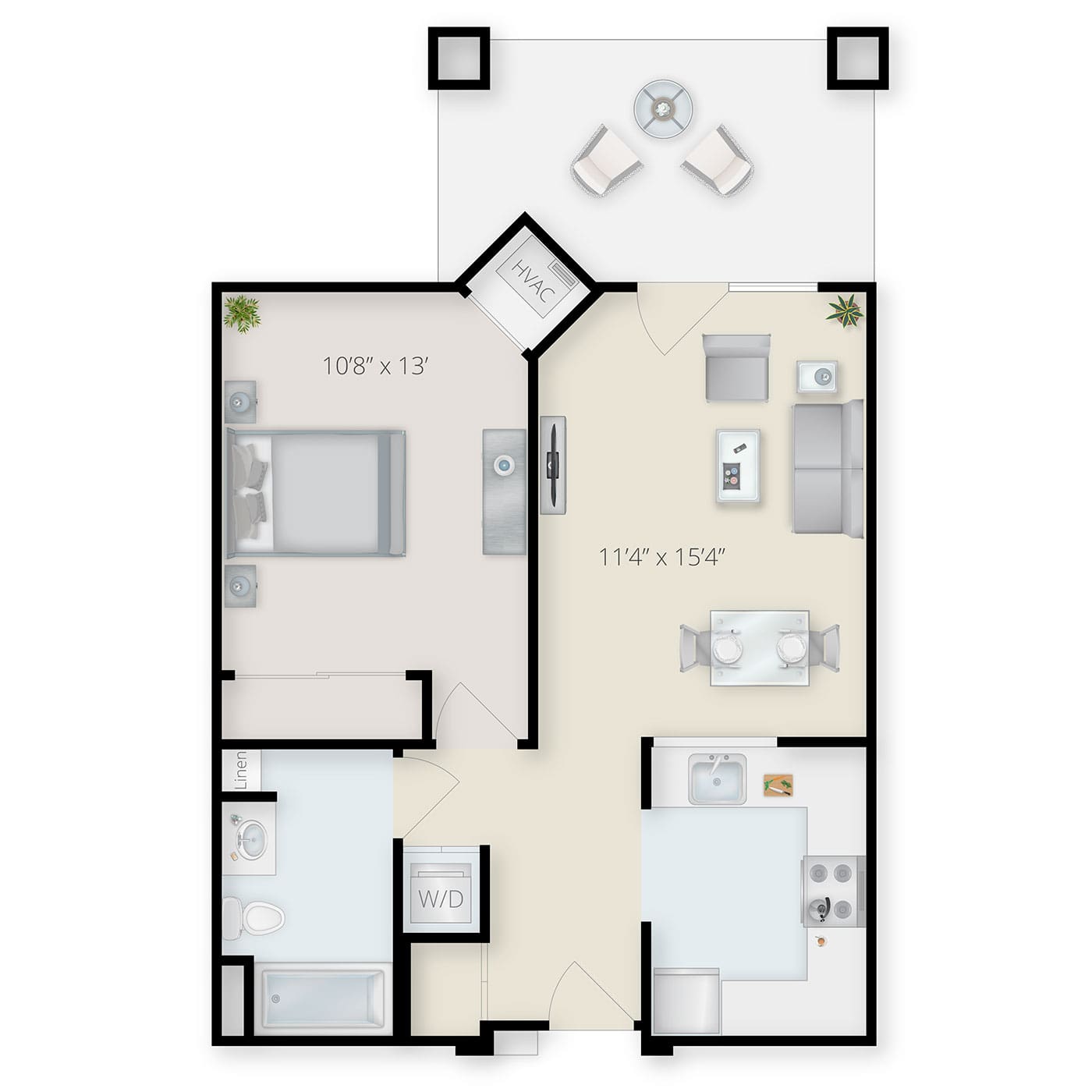 One Bedroom Traditional Floor Plan